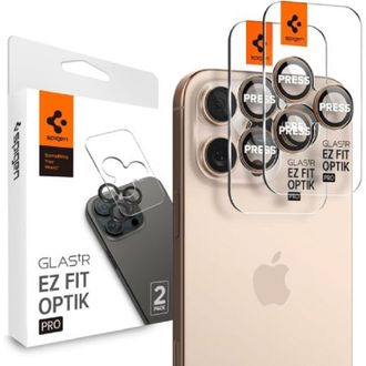 Захисне скло для камери Spigen iPhone 16 Max/ 16 Pro Optik Pro Glas.TR "EZ FIT" (2 шт) Desert Titanium (AGL08862) - фото 1