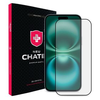 Скло +NEU Chatel Corning Gorilla Glass with Mesh for iPhone 16 Plus/15 Plus Front Black - фото 1