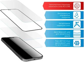 Скло +NEU Chatel Corning Gorilla Glass with Mesh for iPhone 13 Pro Max Front Black - фото 3