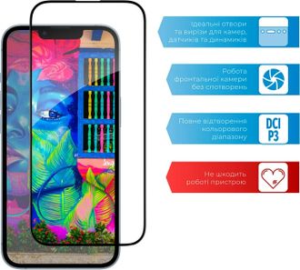 Скло +NEU Chatel Corning Gorilla Glass with mesh for iPhone 14 Front Black - фото 4