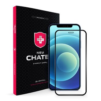 Скло + NEU Chatel Full 2.5D Silk Narrow Border Crystal for iPhone 12/12 Pro Front Black - фото 1