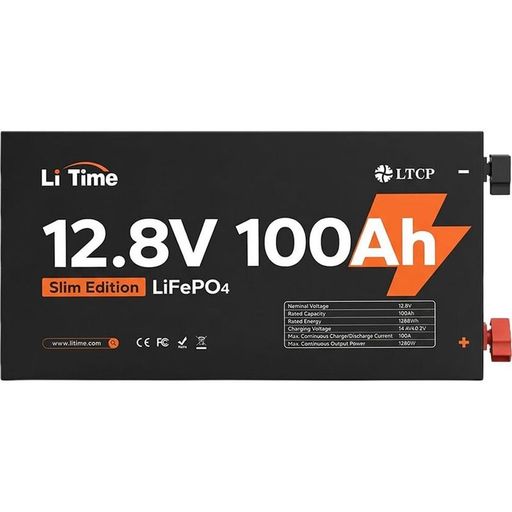 Аккумулятор LiTime LiFePO4 12.8V 100Ah (L12V100-100-SLIM-LTCP-4)