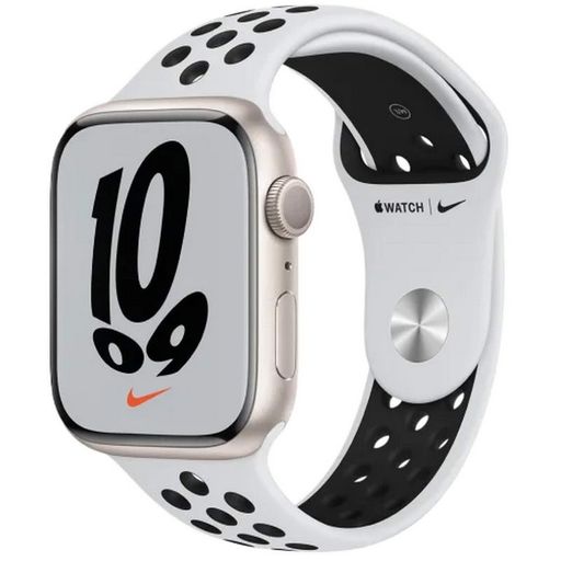 Б/У Apple Watch Nike Series 7 GPS 45mm Starlight Aluminum Case w. Pure Platinum/Black Nike Sport Band (MKNA3)