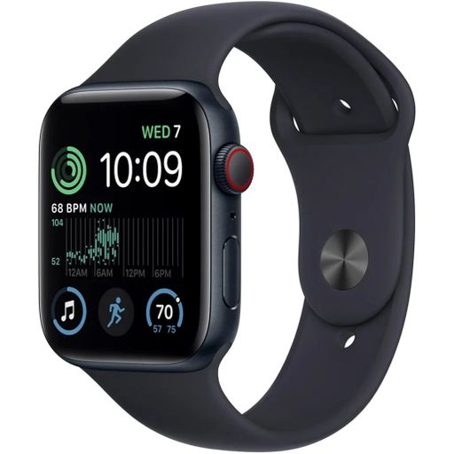 Apple Watch SE 2 GPS 44mm Midnight Aluminum Case w. Midnight S. Band - M/L (MNTG3)