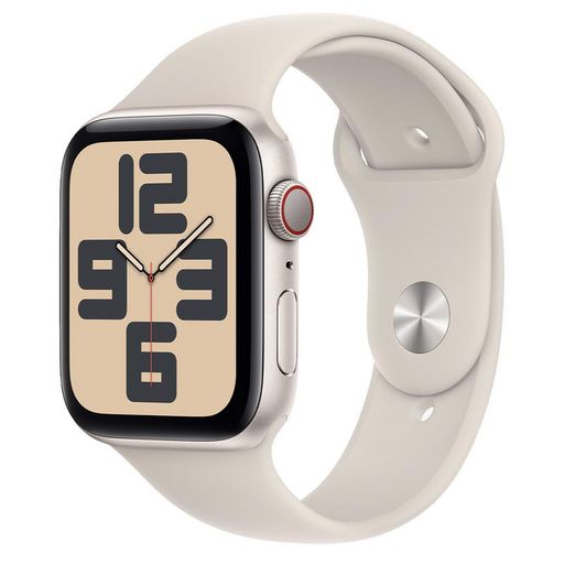 Apple Watch SE 2 2024 GPS + Cellular 44mm Starlight Aluminum Case with Starlight Sport Band S/M (MRGT3)