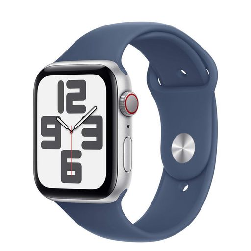 Apple Watch SE 2 2024 GPS + Cellular 40mm Silver Aluminum Case with Denim Sport Band - S/M (MXFV3, MXGF3)