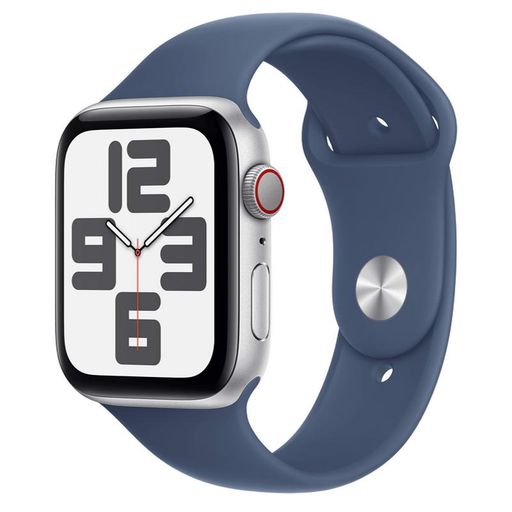 Apple Watch SE 2 2024 GPS + Cellular 44mm Silver Aluminum Case with Denim Sport Band - M/L (MXG53, MXGQ3)