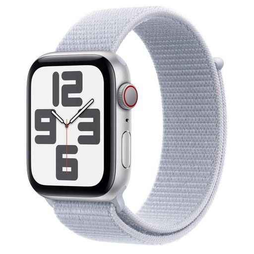 Apple Watch SE 2 2024 GPS 44mm Silver Aluminum Case with Blue Cloud Sport Loop (MXET3)