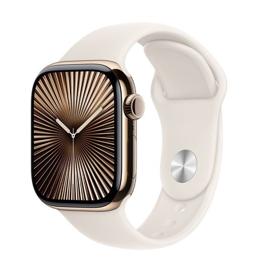 Смарт-годинник Apple Watch Series 10 GPS + Cellular 42mm Gold Titanium Case w. Starlight Sport Band - S/M (MX063)