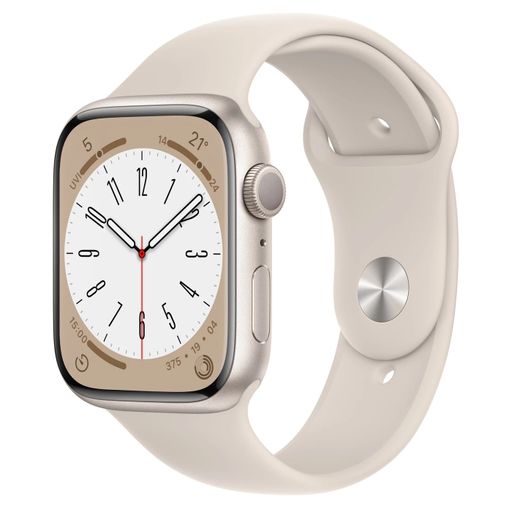Apple Watch Series 8 GPS 45mm Starlight Aluminium Case w. Starlight S. Band - S/M (MNUP3)