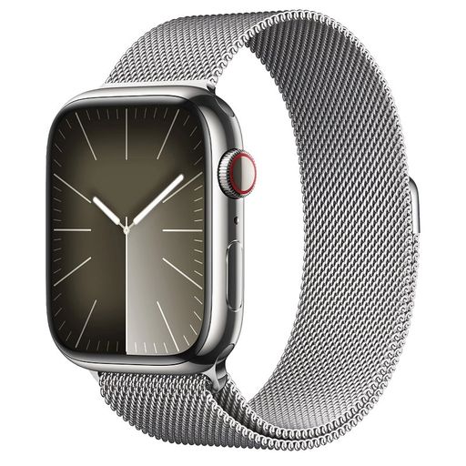 Apple Watch Series 9 GPS + Cellular 45mm Silver S. Steel Case w. Silver Milanese Loop (MRMQ3)