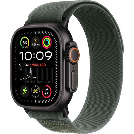 Apple Watch Ultra 2 2024 GPS + Cellular 49mm Black Titanium Case with Green Trail Loop - S/M (MYTJ3+MYQ33)