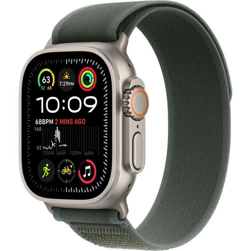 Apple Watch Ultra 2 2024 GPS + Cellular 49mm Natural Titanium Case with Green Trail Loop - S/M (MYT73+MXTN3)
