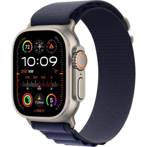 Apple Watch Ultra 2 2024 GPS + Cellular 49mm Natural Titanium Case with Navy Alpine Loop - Medium (MYT33+MXMY3)