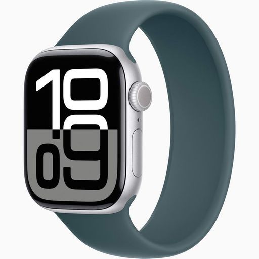 Смарт-годинник Apple Watch Series 10 GPS 46mm Silver Aluminum Case w. Lake Green  Sport Band - M/L (MWX03+MXLR3)