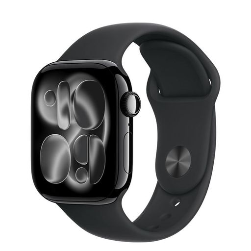 Apple Watch Series 11 GPS 42mm Jet Black Aluminum Case with Black Sport Band - M/L (MEQU4)