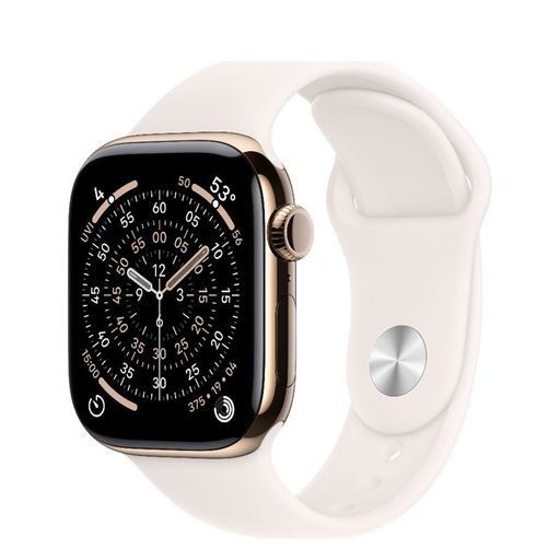 Apple Watch Series 11 GPS + Cellular 42mm Gold Titanium Case with Light Blush Sport Band - S/M (MF8W4)