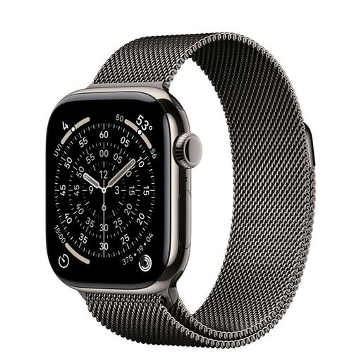 Apple Watch Series 11 GPS + Cellular 42mm Natural Titanium Case with Slate Milanese Loop (MF9H4+MGJ14)