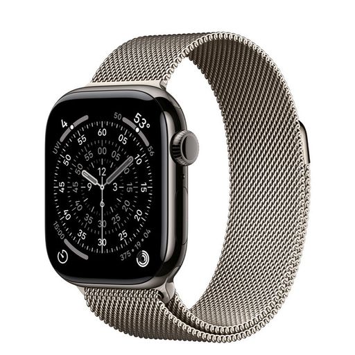 Apple Watch Series 11 GPS + Cellular 42mm Slate Titanium Case with Natural Milanese Loop (MF9K4+MGHY4)