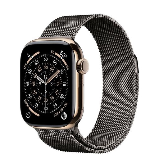 Apple Watch Series 11 GPS + Cellular 42mm Gold Titanium Case with Slate Milanese Loop (MF9M4+MGJ14)