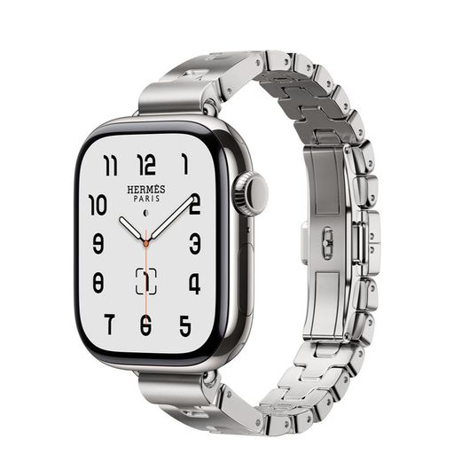Apple Watch Hermès Series 11 GPS + Cellular 42mm Silver Titanium Case with Satiné Grand H Fin - Small (MF9P4+MGLT4)