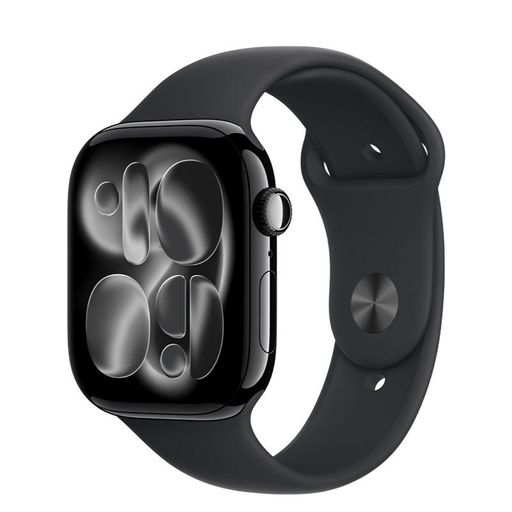 Apple Watch Series 11 GPS + Cellular 46mm Jet Black Aluminum Case with Black Sport Band - S/M (MFC24)