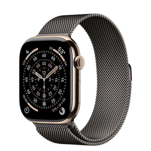 Apple Watch Series 11 GPS + Cellular 46mm Gold Titanium Case with Slate Milanese Loop - S/M (MFC34+MGJ64)