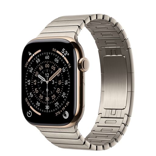 Apple Watch Series 11 GPS + Cellular 46mm Gold Titanium Case with Natural Link Bracelet (MFC34+MXMF3)