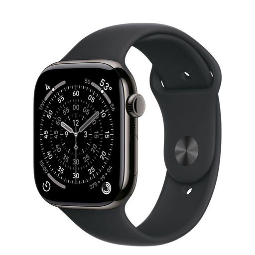 Apple Watch Series 11 GPS + Cellular 46mm Slate Titanium Case with Black Sport Band - S/M (MFD14)