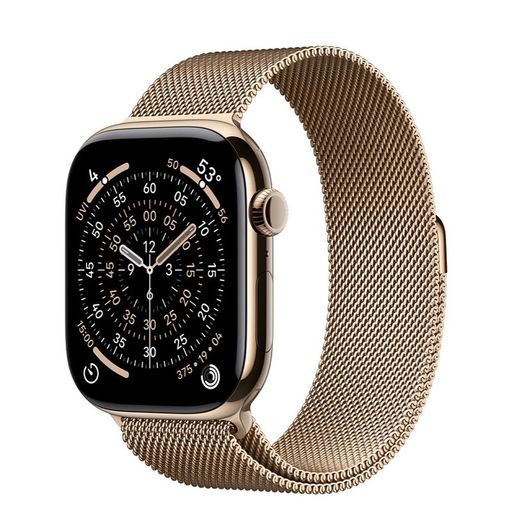 Apple Watch Series 11 GPS + Cellular 46mm Gold Titanium Case with Gold Milanese Loop - M/L (MFD84)