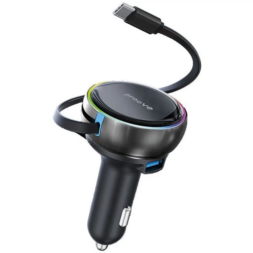 Автомобільний зарядний пристрій Proove Hammer 81W (Type-C + USB) + Retractable Type-C Cable (black) (CCHR81110001)