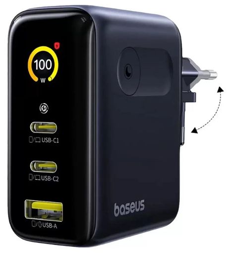 Сетевое зарядное устройство Baseus PicoGo AE21 100W (2Type-C + USB) + Кабель Type-C to Type-C 100W (1.5m) (black) (E0121B00)