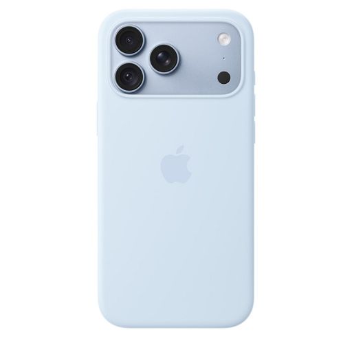 Чохол Silicone Case with MagSafe + Button iPhone 18 Pro Light Blue