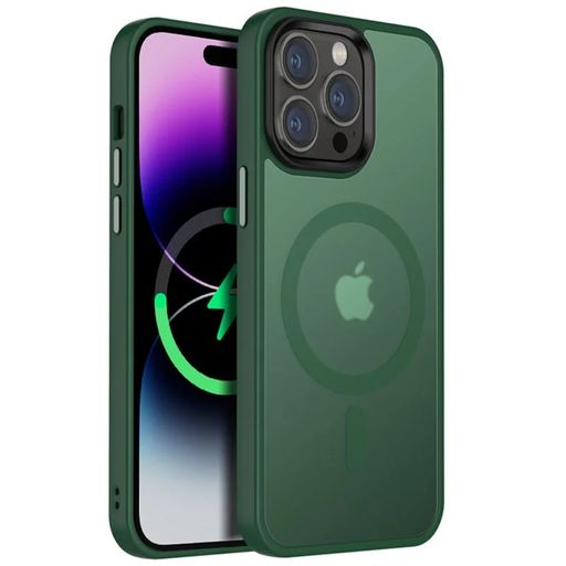 TPU+PC чохол Metal Buttons with MagSafe Colorful для Apple iPhone 12 Pro / 12 (6.1") (Зелений)