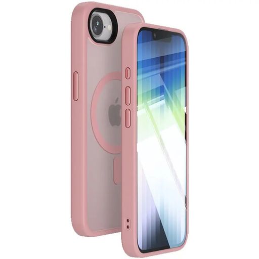 Чохол TPU+PC Metal Buttons with MagSafe Colorful для Apple iPhone 16e (6.1") (Рожевий / Pink)