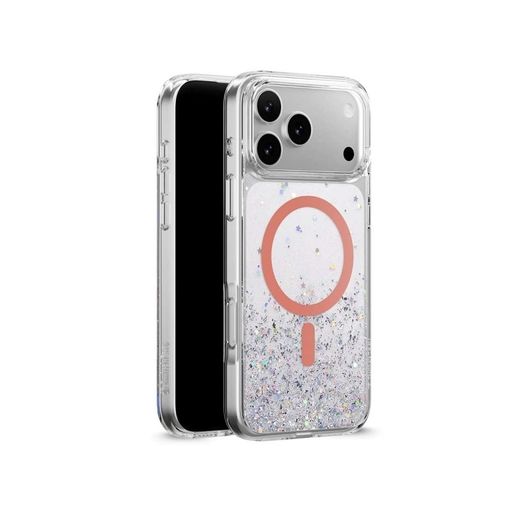 Чохол SwitchEasy Starfield M 3D Glitter Case with MagSafe for iPhone 17 Pro Max/ 18 Pro Max, Transparent/Coral Ring