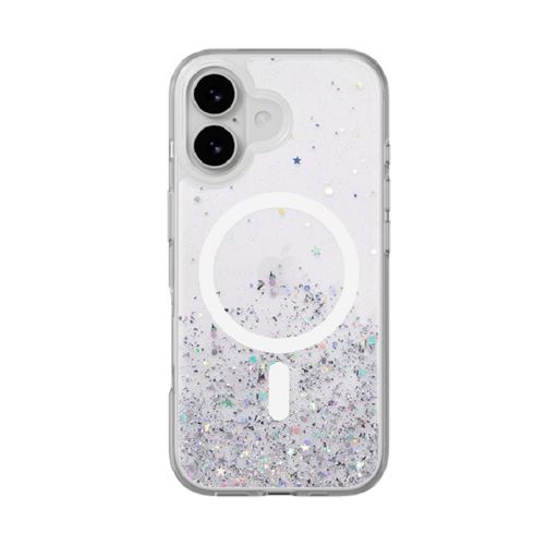 Чохол SwitchEasy Starfield M 3D Glitter Case with MagSafe for iPhone 17, Transparent/White Ring