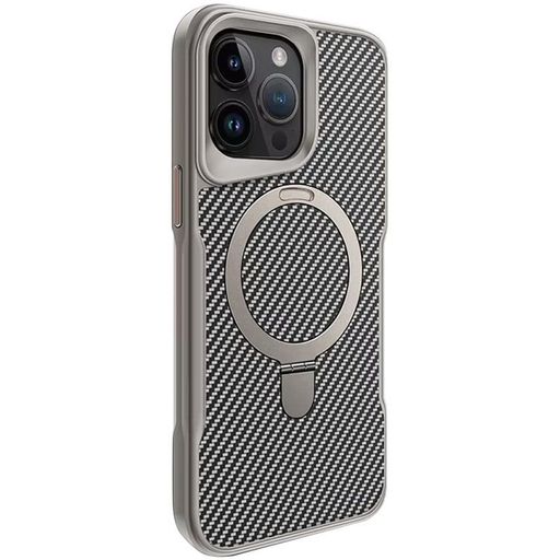 Чохол TPU+PC Metal Buttons with MagSafe iPhone Carbon Ring для Apple iPhone 15 Pro Max (6.7") (Сірий)