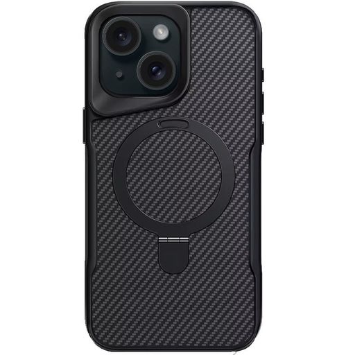 Чохол TPU+PC Metal Buttons with MagSafe iPhone Carbon Ring для Apple iPhone 15 (6.1") (Чорний)