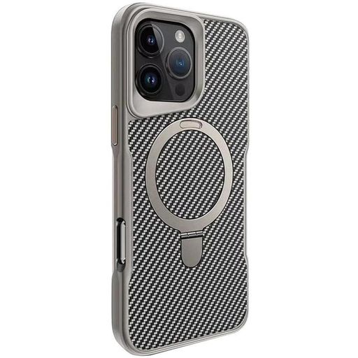 Чохол TPU+PC Metal Buttons with MagSafe iPhone Carbon Ring для Apple iPhone 16 Pro (6.3") (Сірий)