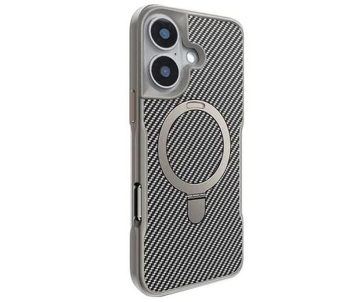 Чохол TPU+PC Metal Buttons with MagSafe iPhone Carbon Ring для Apple iPhone 16 (6.1") (Сірий)
