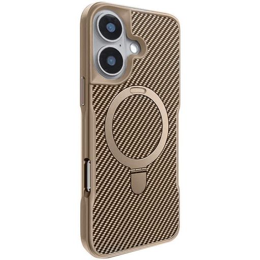 Чохол TPU+PC Metal Buttons with MagSafe iPhone Carbon Ring для Apple iPhone 16 (6.1") (Золотий)