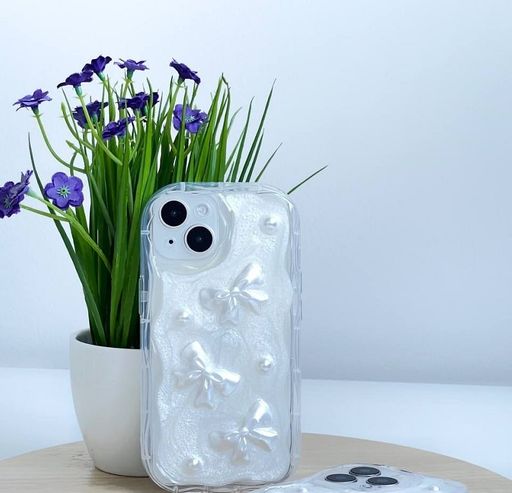 Чохол для iPhone 15 – Soft Waves (Bows & Pearls)