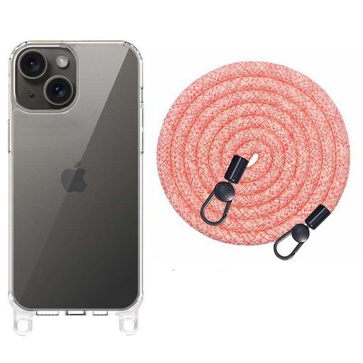 Чохол TPU Transparent with Straps для Apple iPhone 13 / 14 (6.1") (Red / White)
