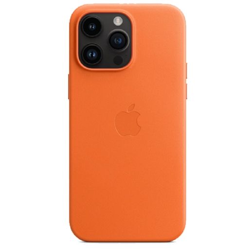 Чохол iPhone Leather Case with MagSafe 14 pro Max Orange