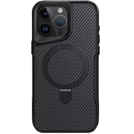 Чохол TPU+PC Metal Buttons with MagSafe iPhone Carbon Ring для Apple iPhone 14 Pro (6.1") (Чорний)