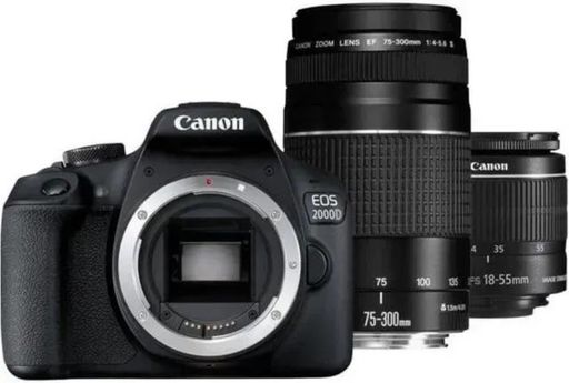 Дзеркальний фотоапарат Canon EOS 2000D Kit (18-55mm DC III + 75-300mm) (2728C021)