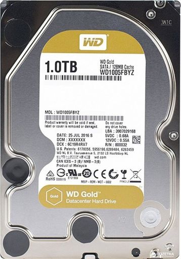 Запам’ятовувальний пристрій на жорстких дисках (HDD) SATA 1TB 7200RPM 6GB/S 128MB GOLD WD1005FBYZ WDC