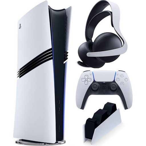 Стаціонарна ігрова приставка Sony PlayStation 5 Pro 2TB (711719595915) + Зарядний пристрій для геймпада Sony DualSense Charging Station (9374107) + Навушники з мікрофоном Sony PULSE Elite White Europe