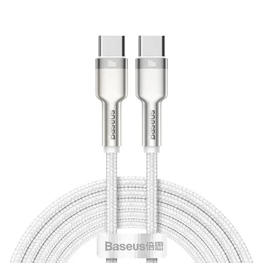 Кабель Baseus Cafule Metal Type-C to Type-C 100W (2m) (white) (CATJK-D02)